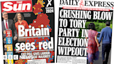 Newspaper headlines: 'Britain sees red' and 'Tory Party in election wipeout'