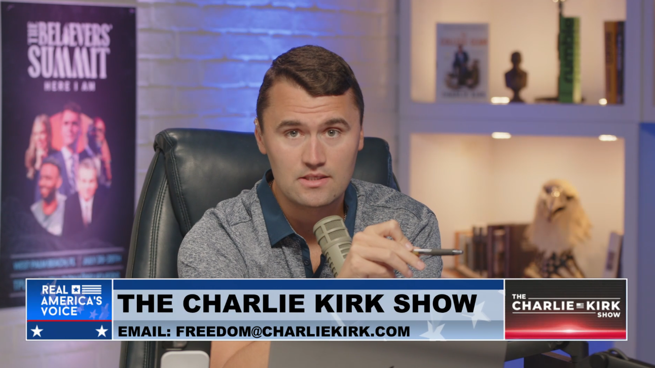 Charlie Kirk repeatedly mispronounces Kamala Harris' name while calling her “deeply scary” and "a DEI candidate"