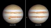 Hubble Telescope spies stormy weather and a shrinking Great Red Spot on Jupiter (video)