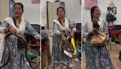 'What A Boss': Woman Catches Snake, Explains How To Handle Reptile While Holding It In Most Casual Manner...