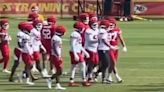 Furious Travis Kelce shoves his own Chiefs teammate at practice