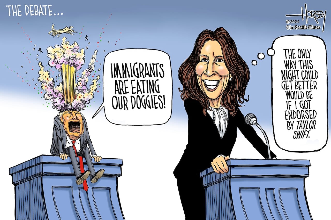 Editorial cartoons for Sept. 15, 2024: Trump-Harris debate, Taylor Swift endorsement, 9/11 anniversary