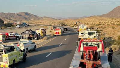 Hazmat cleanup of fiery wreck with ion batteries closes the 15 to Las Vegas, jamming freeways