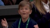 Novak Djokovic’s nine-year-old son imitates father as he watches on at Wimbledon