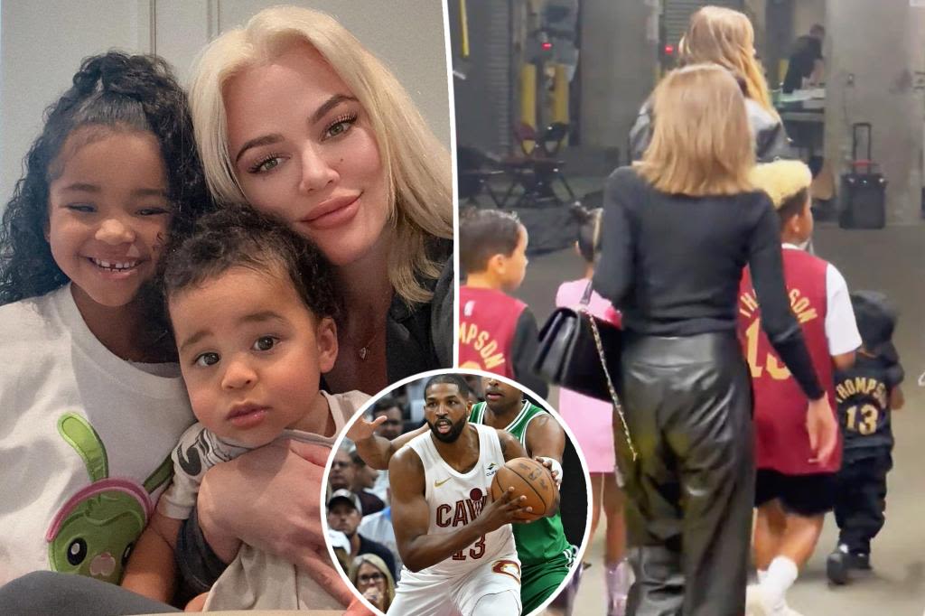 Khloé Kardashian brings kids to see dad Tristan Thompson play professionally for first time