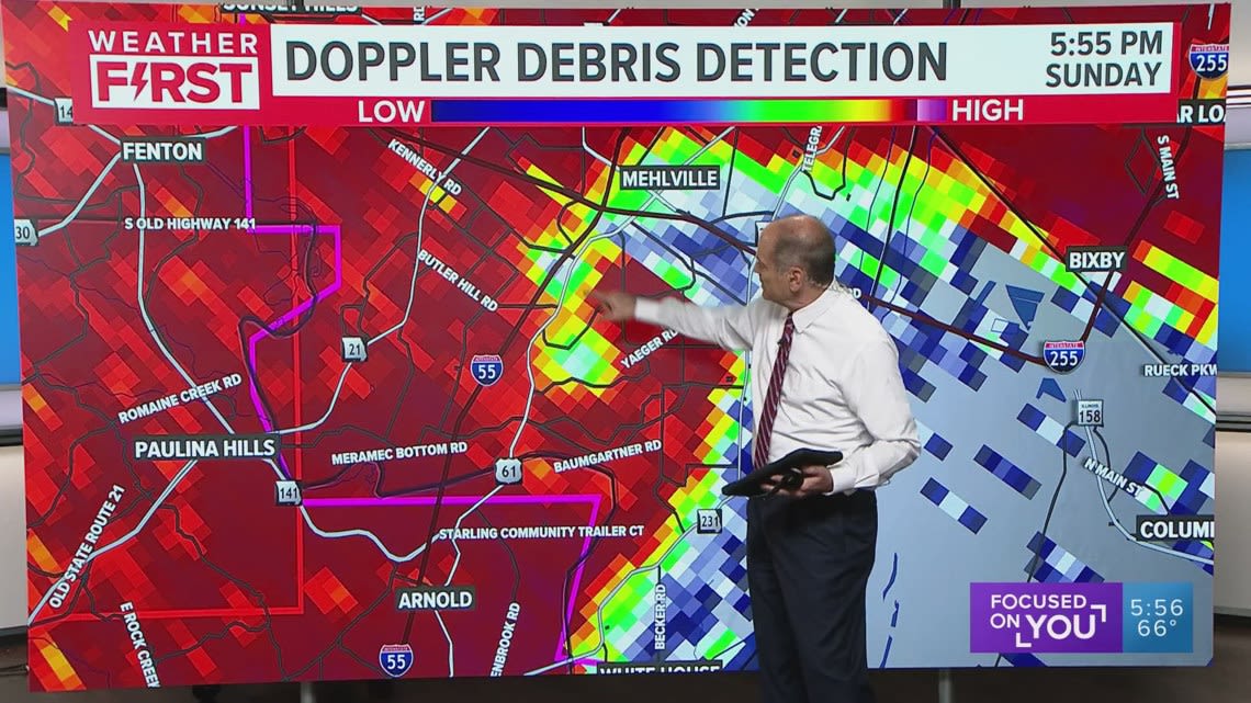 Tornado confirmed by radar in south St. Louis County as storms move out of St. Louis area