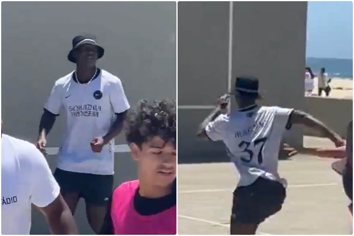 Video: Kobbie Mainoo showboating on Venice Beach during holiday with brother in LA