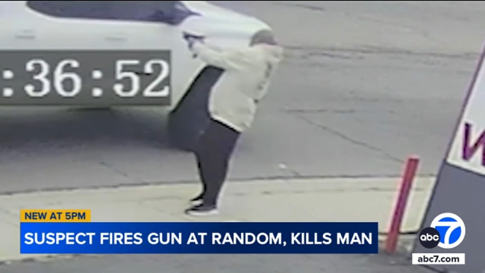 Surveillance video shows man randomly shooting at passing cars in California