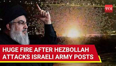 Blast, Fire, Smoke Surround Israeli Military Positions After Hezbollah's Hellfire | Watch | TOI Original - Times of India Videos