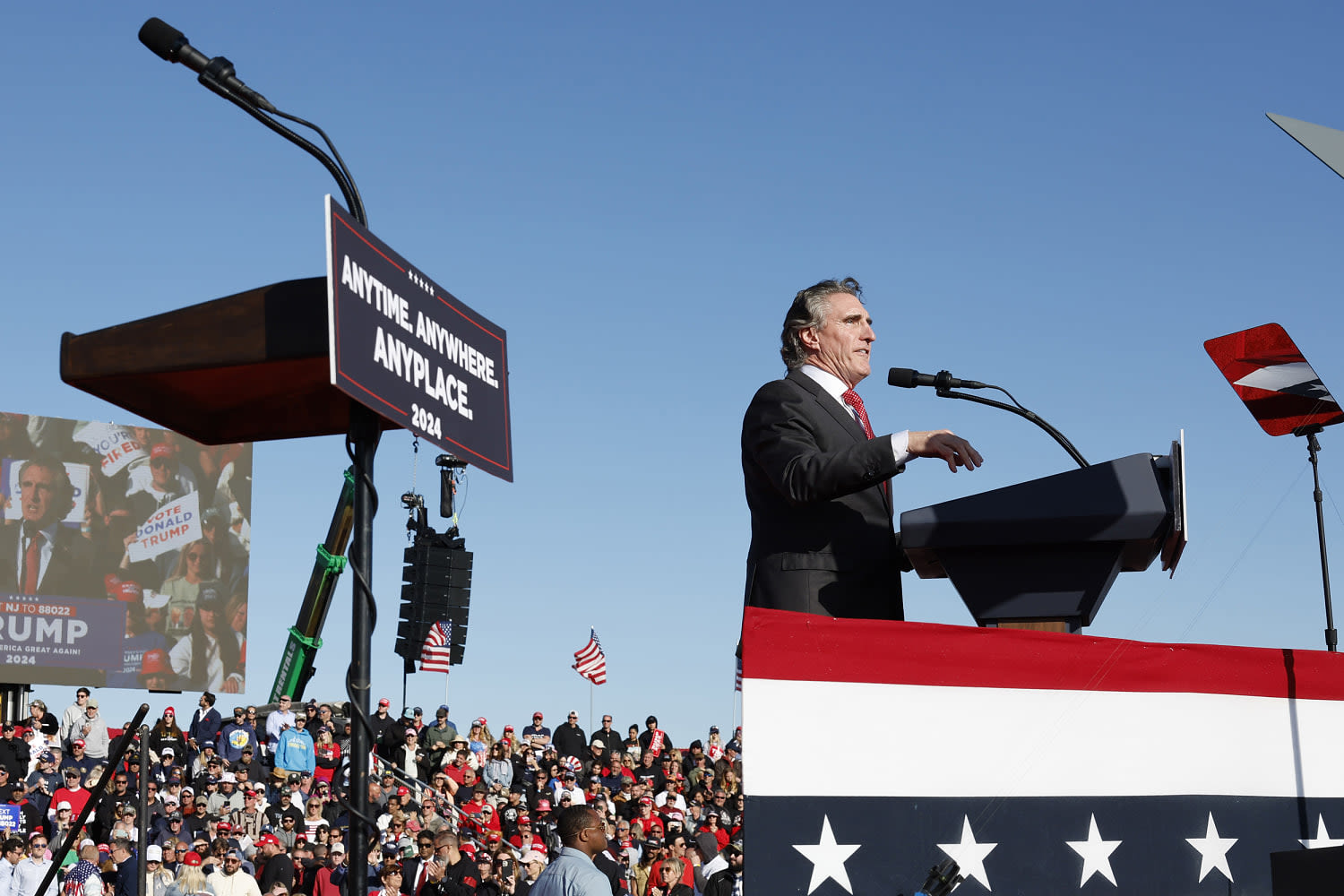 VP contender Doug Burgum joins Trump at campaign rally in New Jersey