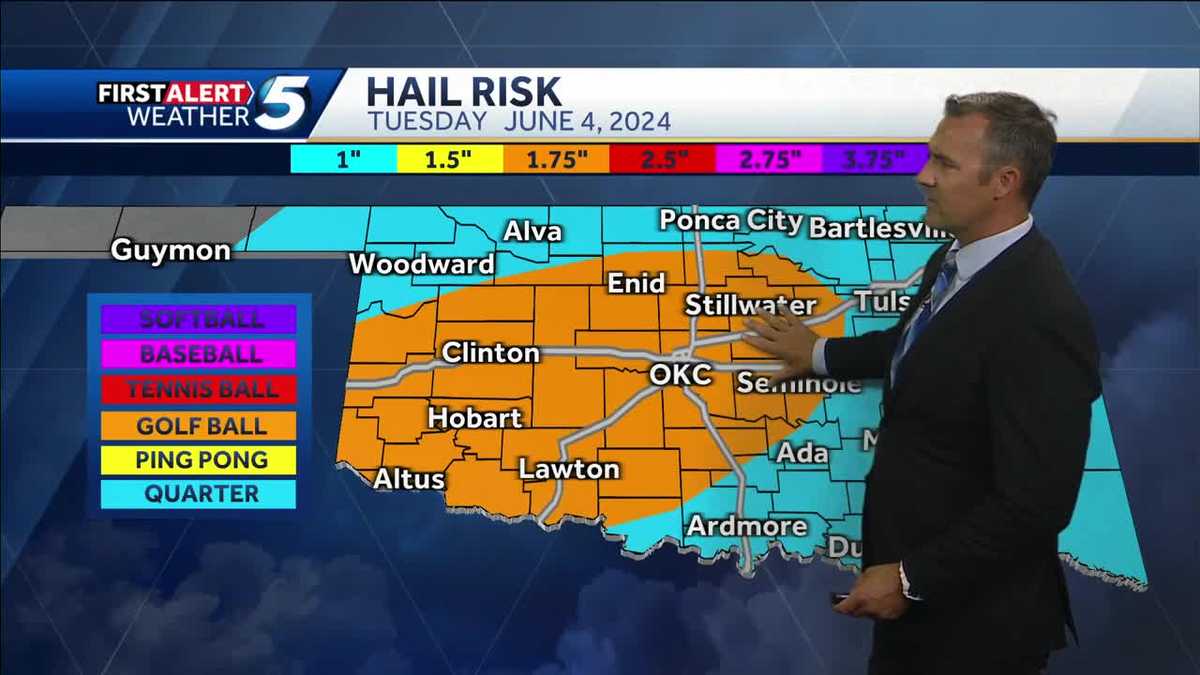 TIMELINE: Oklahoma to see more storms with a risk of hail, 70 mph winds and tornadoes later