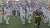 ...Arshdeep Singh Receives Guard Of Honour From Young Cricketers At Cricket Academy In Chandigarh After T20 WC 2024...