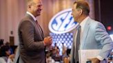 Nick Saban is back at SEC Media Days, six months after retiring and asking the questions now