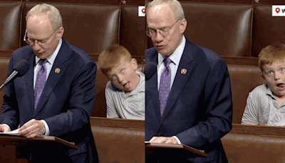 美議員國會發言無人理 6歲兒子背後狂扮鬼臉反成網絡紅人