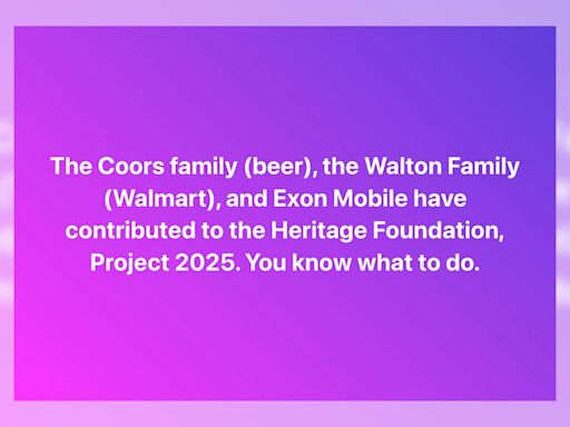 Fact Check: Project 2025's Heritage Foundation Donors Have Included Coors, Walmart and ExxonMobil