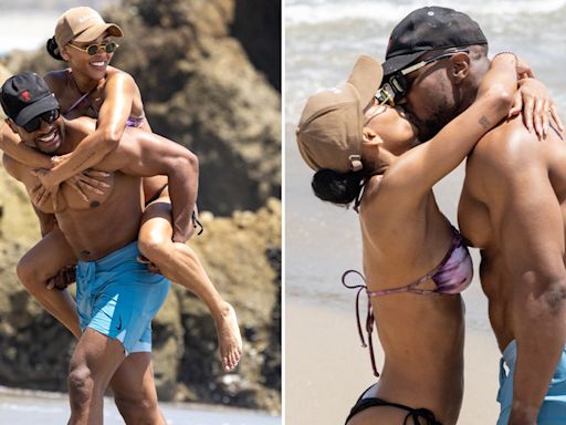 Jonathan Majors & Meagan Good Pack On the PDA For Sunny Beach Day