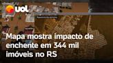 Sobrevoo digital mostra o impacto da inundação em 344 mil imóveis no RS