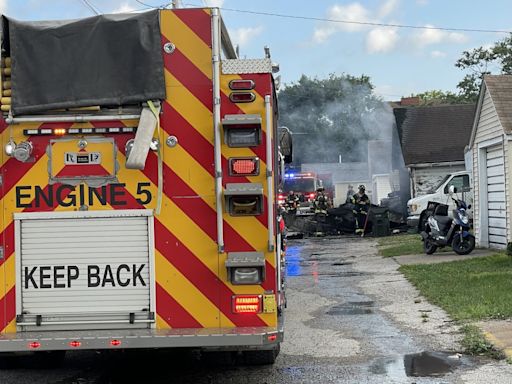 Fire crews fight garage blaze in Davenport