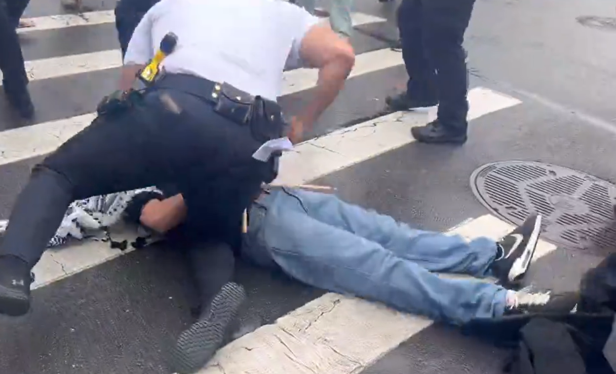 Mayor Eric Adams Says Administration ‘Will Review’ Video of Cop Punching Pro-Palestine Protestor in Brooklyn