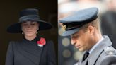 King Charles, Camilla, the Queen Consort, Prince William, and Kate Middleton, look somber at first Remembrance Sunday after the Queen's death