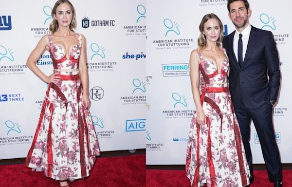 Emily Blunt Continues Her Pattern Streak in Structured Erdem Two-piece Set at the American Institute for Stuttering’s 18th Annual Gala