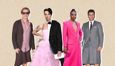 Men Wearing Skirts Dresses in Red Carpet Photos: Brad Pitt and More