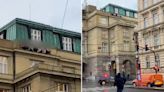 Watch: People cling to Prague university building ledge during mass shooting