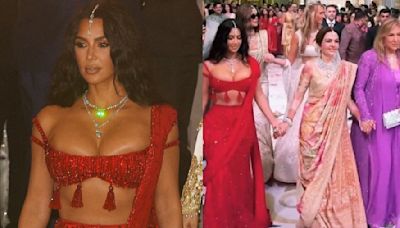Kim Kardashian Wears Red Saree With Risqué Blouse, INSIDE Photo With Nita Ambani Goes Viral From Anant Ambani's Wedding