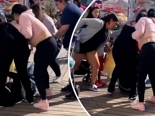 Wild Disneyland beatdown by mob of moms caught on shocking video