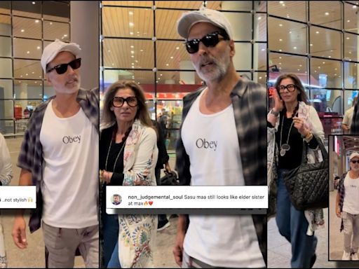 'He looks so old..':Fans worried seeing Akshay Kumar sporting white beard as he returns from London with mother-in-law Dimple Kapadia