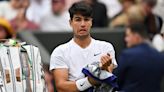 Champagne bottle cork hits roof to halt Carlos Alcaraz's Wimbledon match