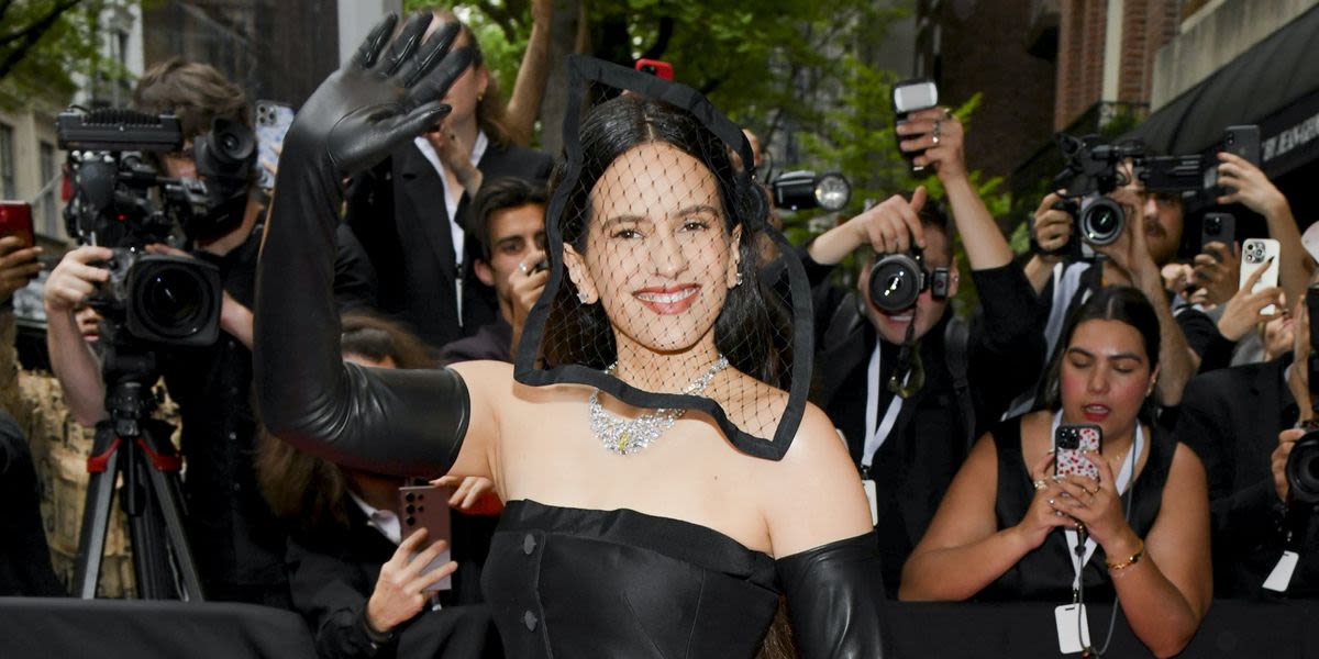 Rosalía Is Funeral-Chic in a Jet-Black Look and Lace Veil at the Met Gala