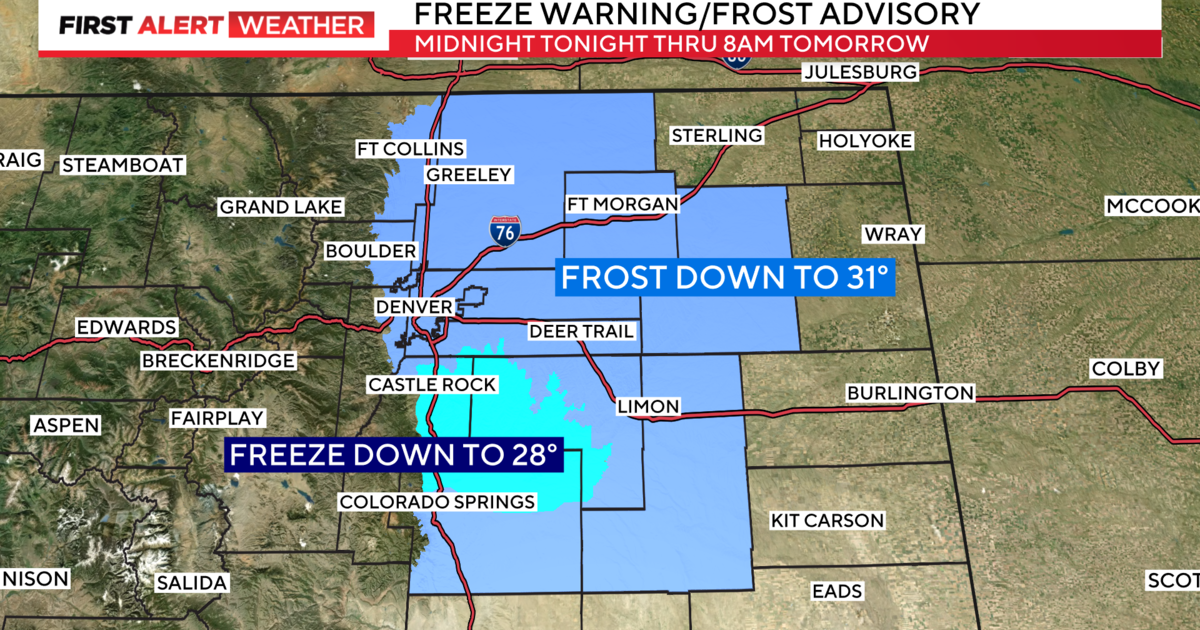 Frost advisory for the Denver metro area with a freeze warning for southern suburbs