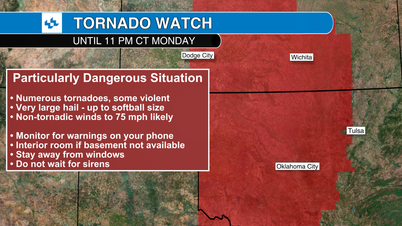 Tornado Watch until 11 p.m. for central Oklahoma