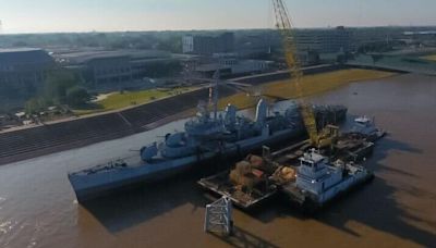 Watch: The USS Kidd, Baton Rouge's iconic WWII destroyer, heads down Mississippi River