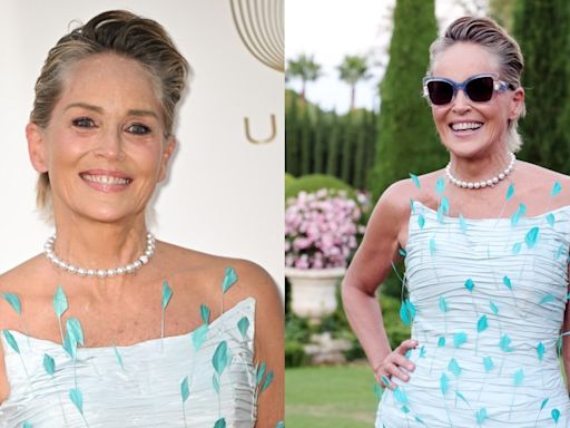 Sharon Stone Flaunts Feathers in Custom Sophie Couture Dress at Knights of Charity Gala Inspired by Grace Kelly and Cary Grant