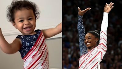 Simone Biles' niece matches her in mini Olympic leotard: See photos