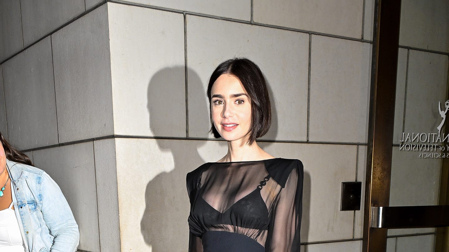 Lily Collins Wears a Statement-Making Bra With Her transparent LBD