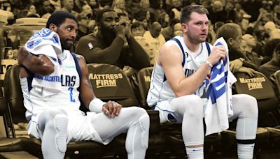 Luka Doncic reacts to Kyrie Irving's Game 2 struggles: "We should talk about his defense, too"