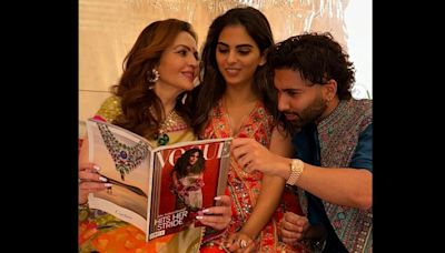Proud mom Nita Ambani holds Vogue magazine featuring Isha Ambani on cover. Orry shares frame