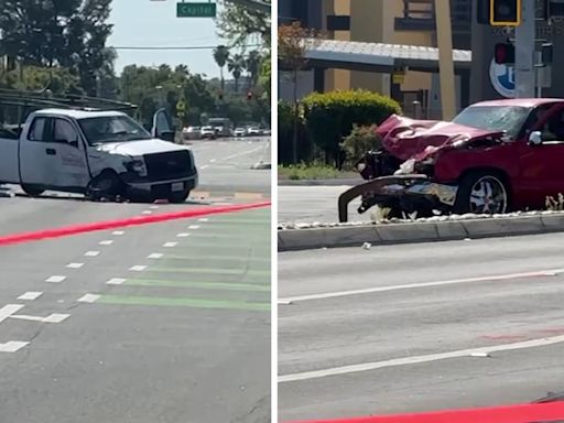 Bicyclist dies after driver runs red light, hits truck near a San Jose high school, police say