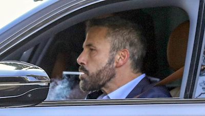 Ben Affleck looks tense puffing on a cigarette amid divorce