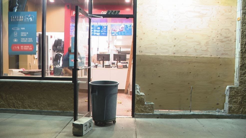 Car crashes into Warwick Domino's