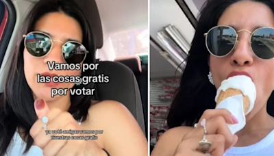 Tachan de ‘hambreada’ a tikoker mexicana por aprovechar todas las ofertas por votar en las elecciones 2024