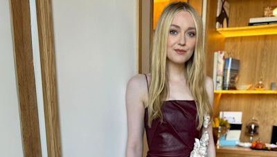 Dakota Fanning’s Oxblood Dress Is Fastened With Lifelike Florals