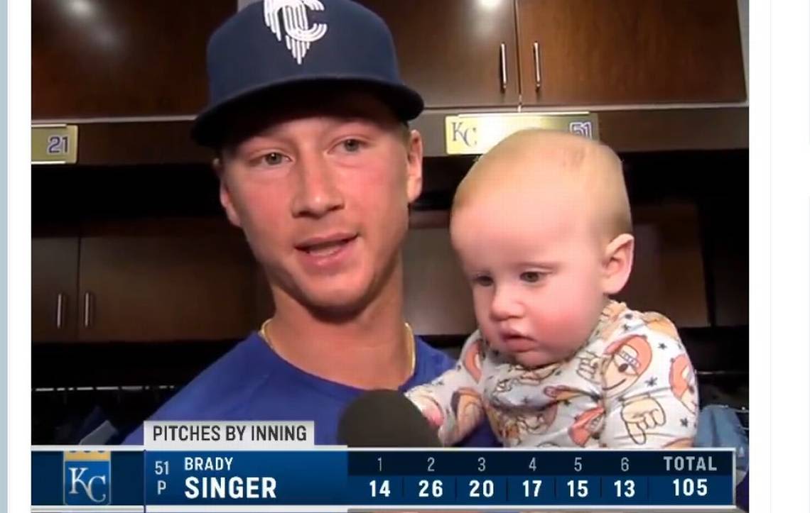 Royals pitcher Brady Singer’s infant son stole show during postgame interview