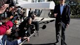 President Joe Biden speaks briefly with reporters before boarding the Marine One presidential helicopter and departing the White House on Feb. 29, 2024, in Washington, D.C..