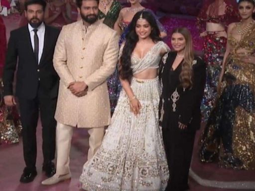 Vicky Kaushal, Rashmika Mandanna look serene in white as they walk the ramp for Falguni, Shane