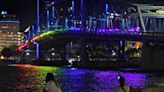 Rainbow colors lit the Main Street Bridge as a counter to Governor's lighting mandate