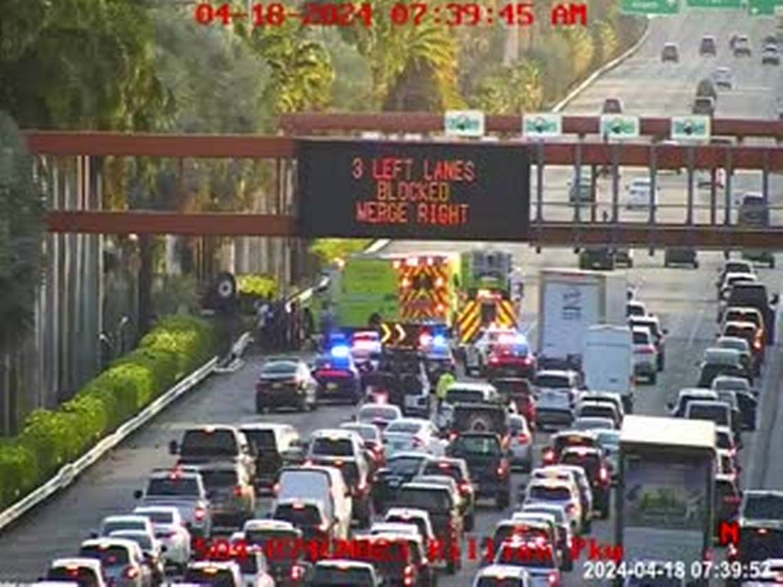 Traffic alert: A Miami-Dade rollover crash has backed up traffic on 3 major roads